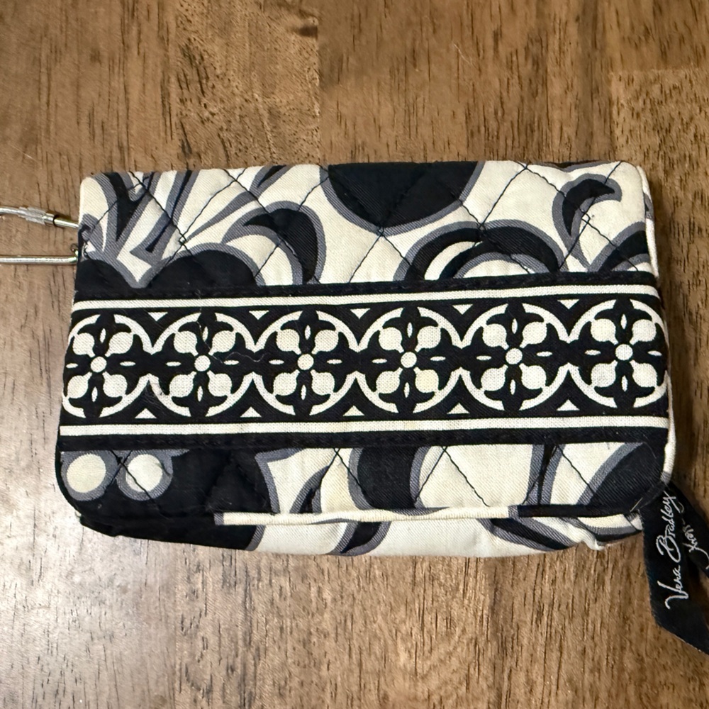 Vera Bradley wallet Coin purse ID Holder black white